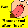 Homosexual with poop in his tongue